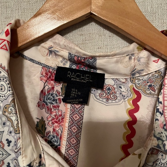 RACHEL Rachel Roy Multicolor Patchwork Button Down Shirt Size L - Picture 2 of 3
